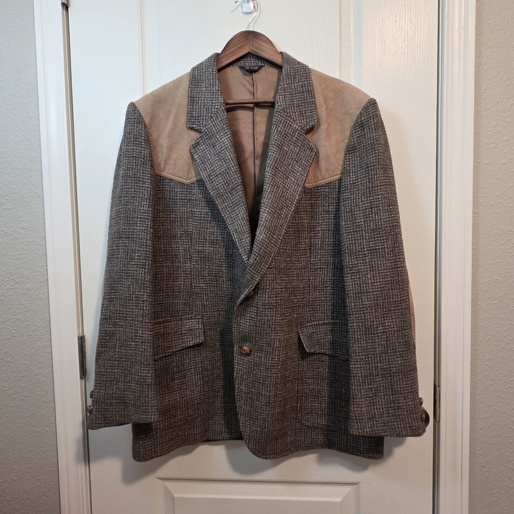 Pendelton USA Made Blazer Tweed Suede Sportscoat Mens Size 44